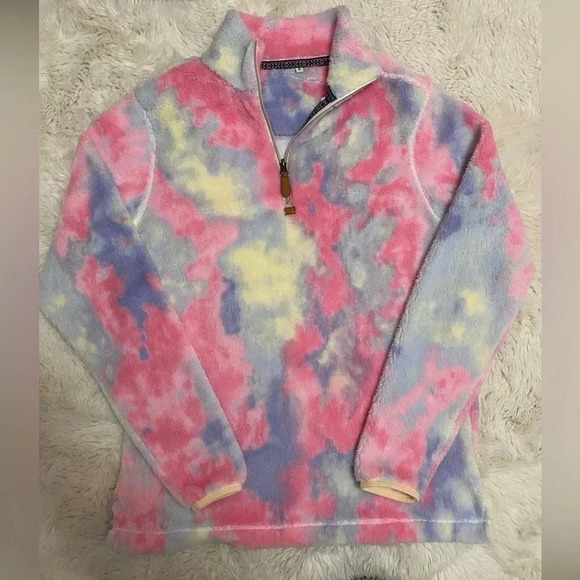 Tie Dye Sherpa half zip Pullover Size Small - Picture 1 of 9